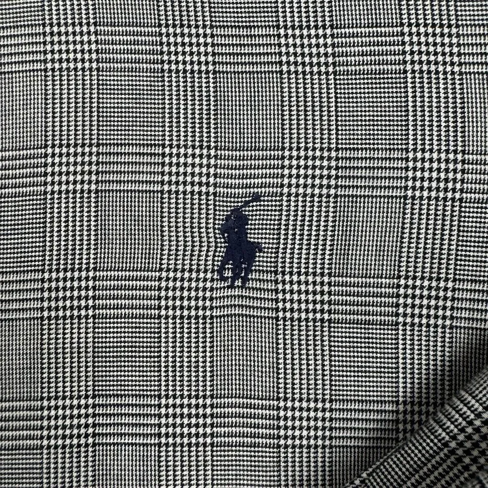 Vintage Polo Ralph Lauren Yarmouth Houndstooth‎ Plaid Shirt Men's 16.5 33 Black